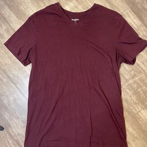 Maroon V Neck T Shirt